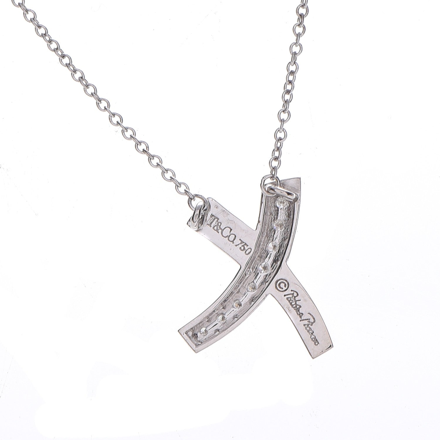 Tiffany 18K White Gold Diamond Paloma Picasso Small Signature X Pendant Necklace 5 of 7