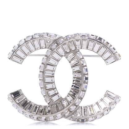 Chanel Baguette Crystal CC Brooch Silver 1 of 4
