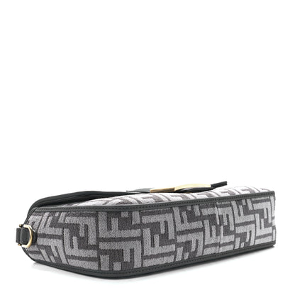 Fendi Chenille FF Embroidered Baguette Antracite Asfalto 4 of 12