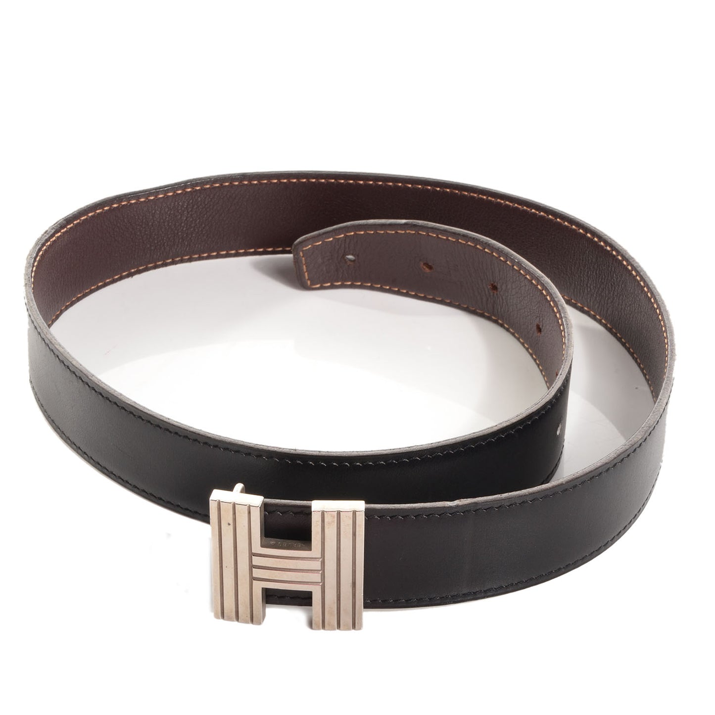 Box Evergrain Reversible Polished Cadena H 32mm Belt Noir Havane 65