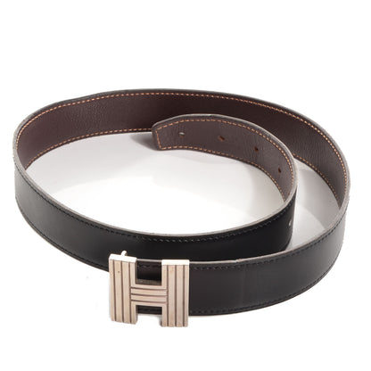 Hermes Box Evergrain Reversible Polished Cadena H 32mm Belt Noir Havane 65 7 of 7