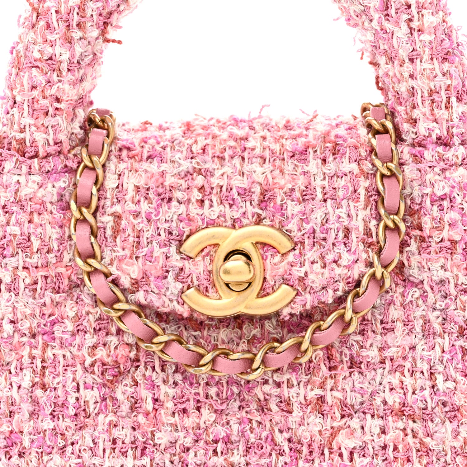 Chanel Tweed Quilted Mini Nano Kelly Shopper Pink 8 of 11