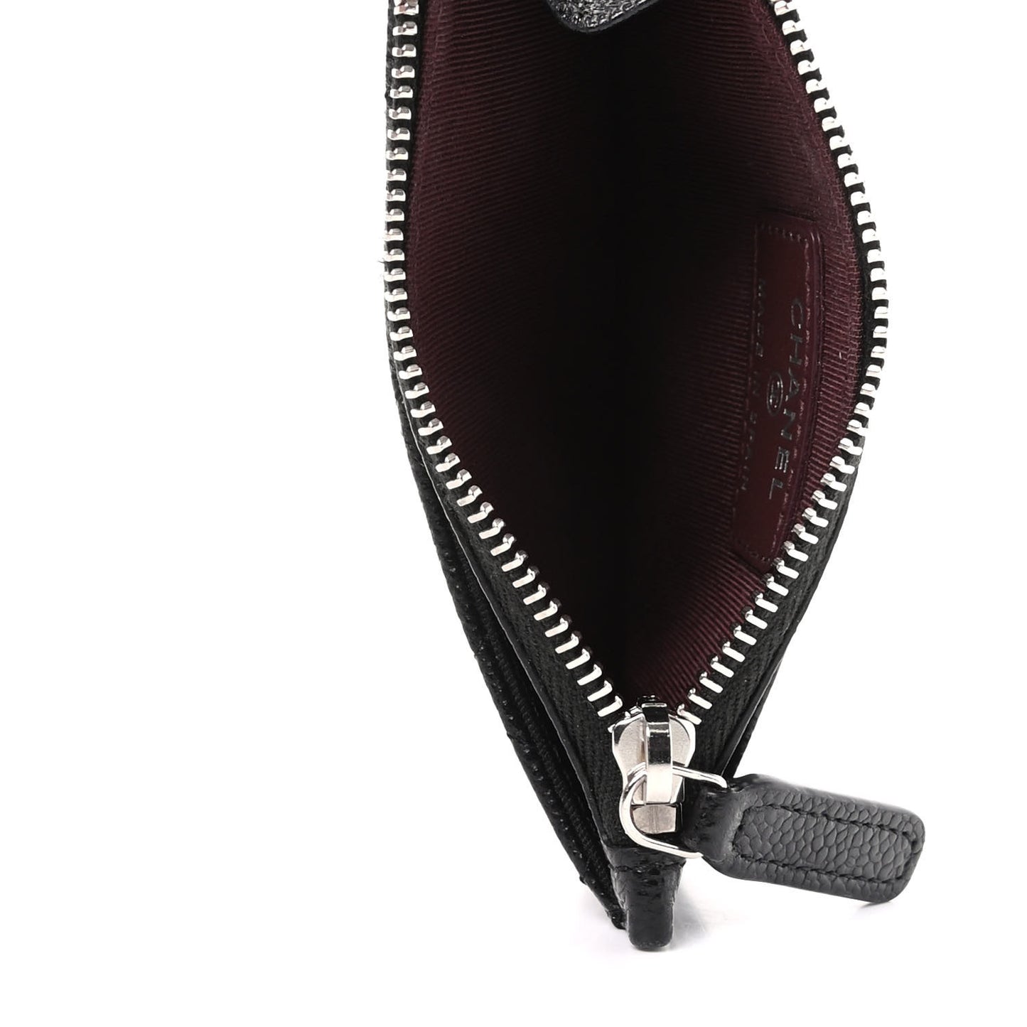 Caviar Quilted CC Zip Card Holder Black