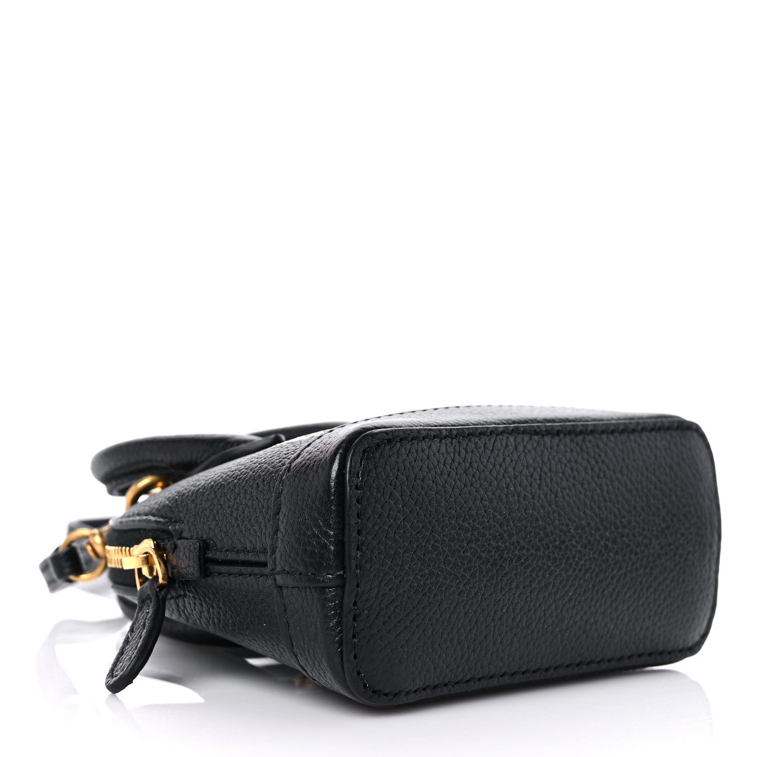 Balenciaga Grained Calfskin Logo Mini Ville Top Handle Bag Black White 4 of 11