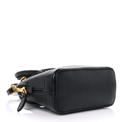Balenciaga Grained Calfskin Logo Mini Ville Top Handle Bag Black White 4 of 11