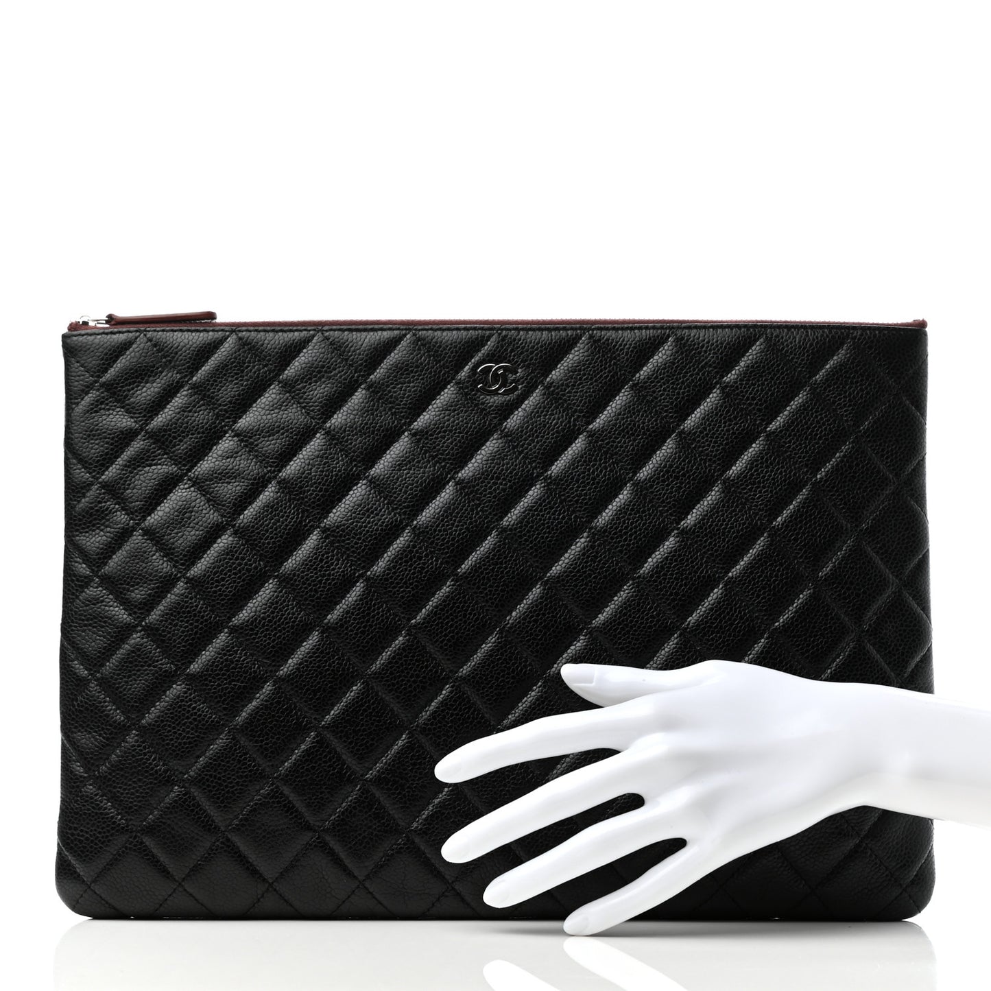 Caviar Quilted Large Cosmetic Case Black