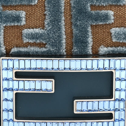 Fendi Velvet Jacquard FF Crystal Nano Baguette Charm Anice 8 of 10