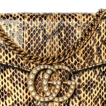 Gucci Snakeskin Pearly GG Marmont Chain Wallet Roccia 8 of 10