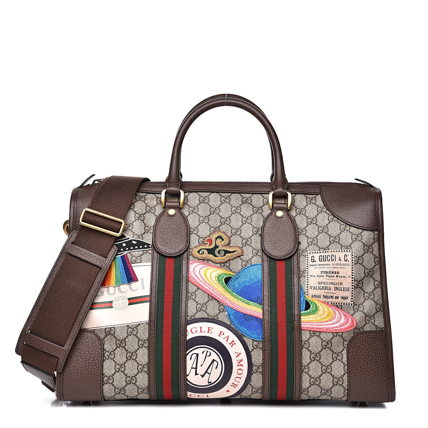 Gucci Soft GG Supreme Monogram Courrier Medium Duffle Bag Beige New Acero Multicolor 1 of 14