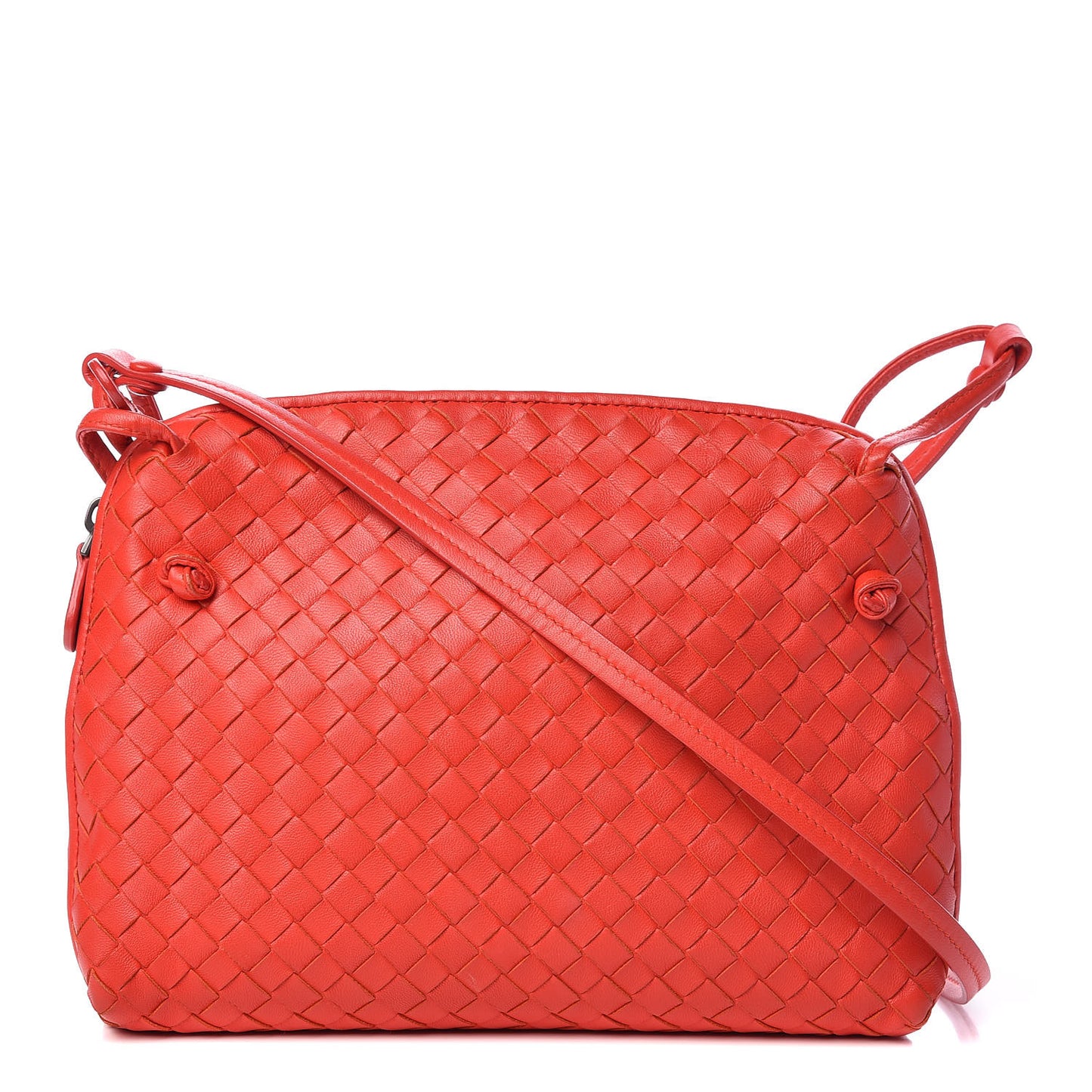 Nappa Intrecciato Nodini Crossbody Messenger Red
