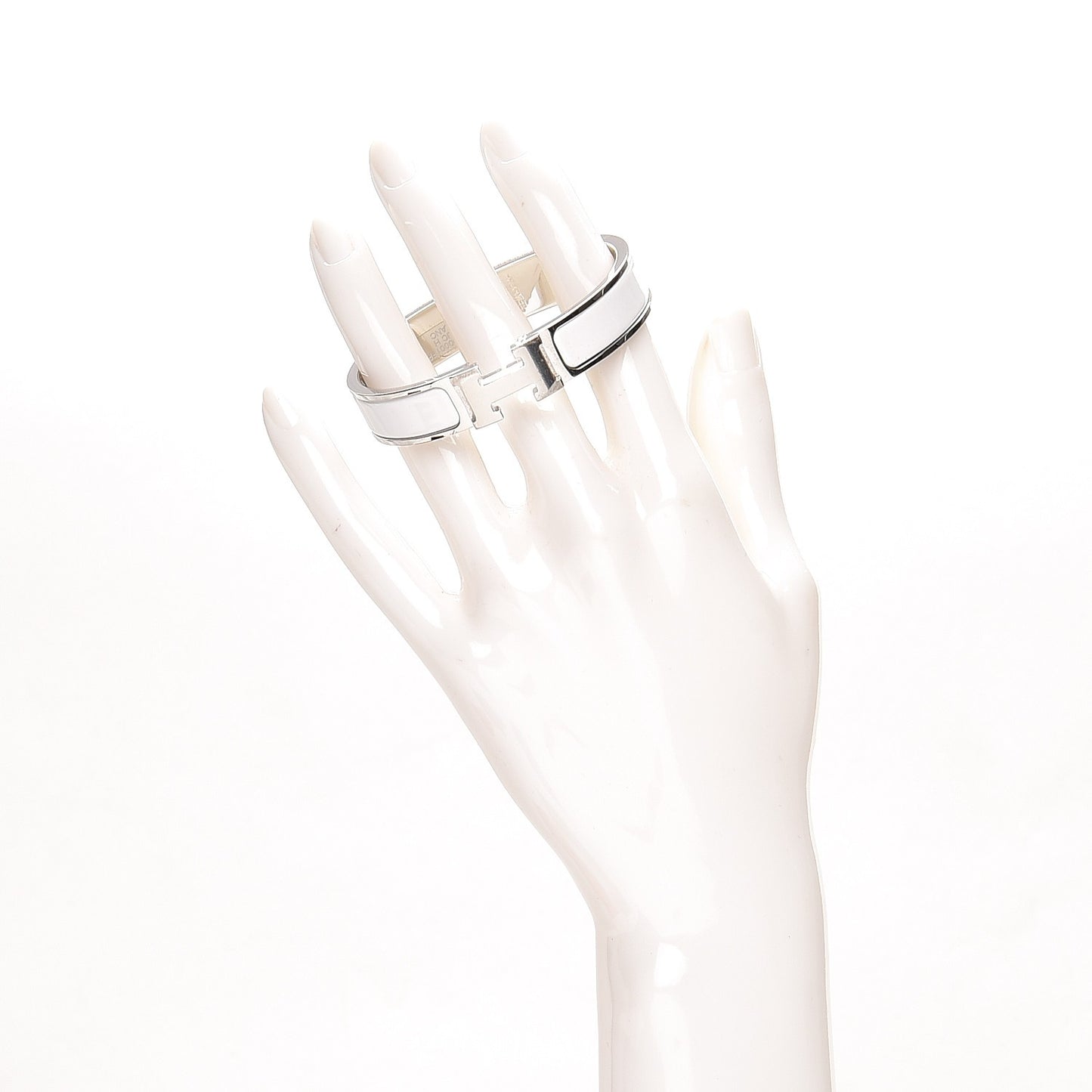 Enamel Narrow Clic Clac H Bracelet PM White