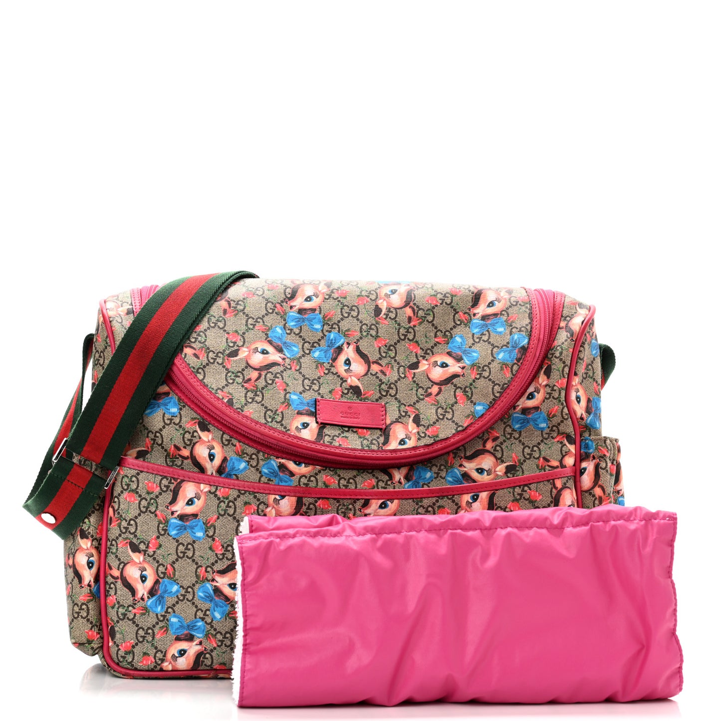GG Supreme Monogram Fawn Print Diaper Bag Pink Multicolor