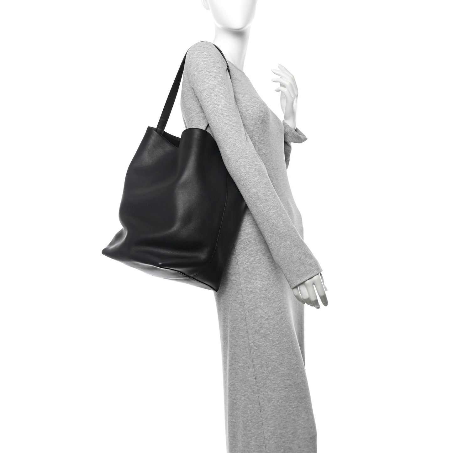 Polished Saddle Calfskin Large N/S Park Tote Black