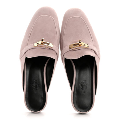 Hermes Suede Goatskin Oz Mules 35.5 Rose Porcelaine 2 of 11