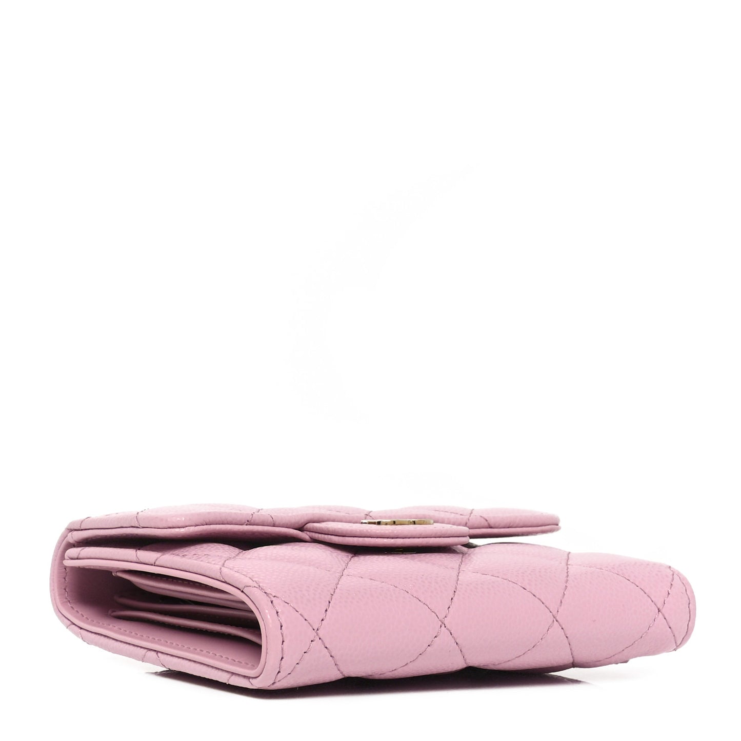 Caviar Quilted Compact Flap Wallet Light Pink