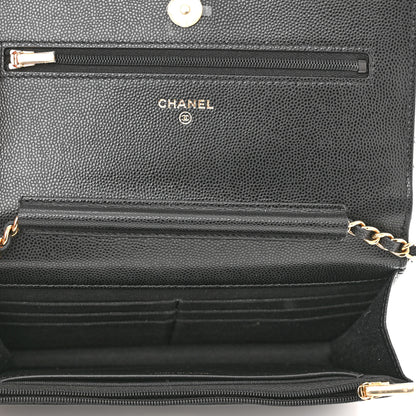 Chanel Caviar Quilted Crystal Enamel CC Wallet On Chain WOC Black 5 of 12
