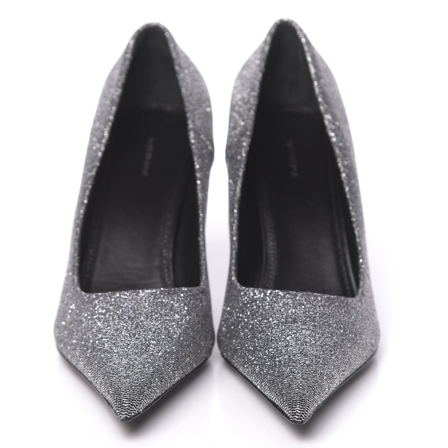 Shiny Fabric Square Knife 80mm Pumps 37.5 Silver