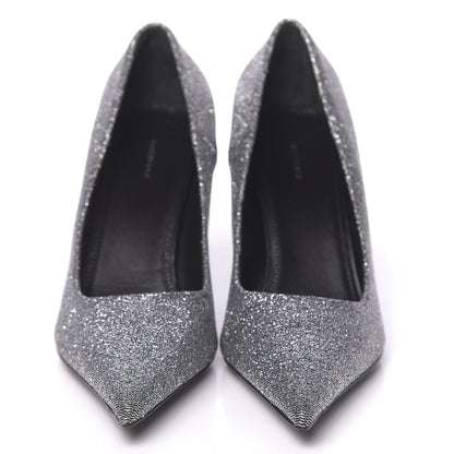 Balenciaga Shiny Fabric Square Knife 80mm Pumps 37.5 Silver 2 of 9
