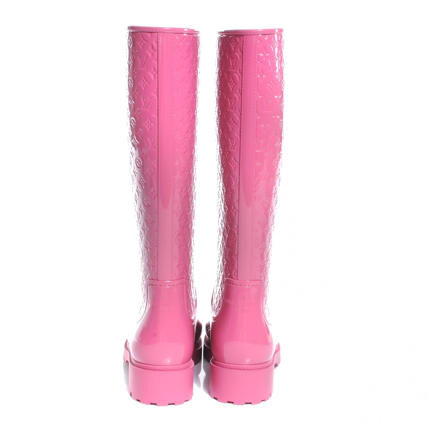Louis Vuitton Rubber Embossed Monogram Splash Rain Boots 38 Pink 4 of 8
