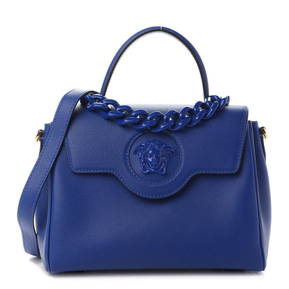 Versace Grained Calfskin Small La Medusa Top Handle Bag Lapis 1 of 7