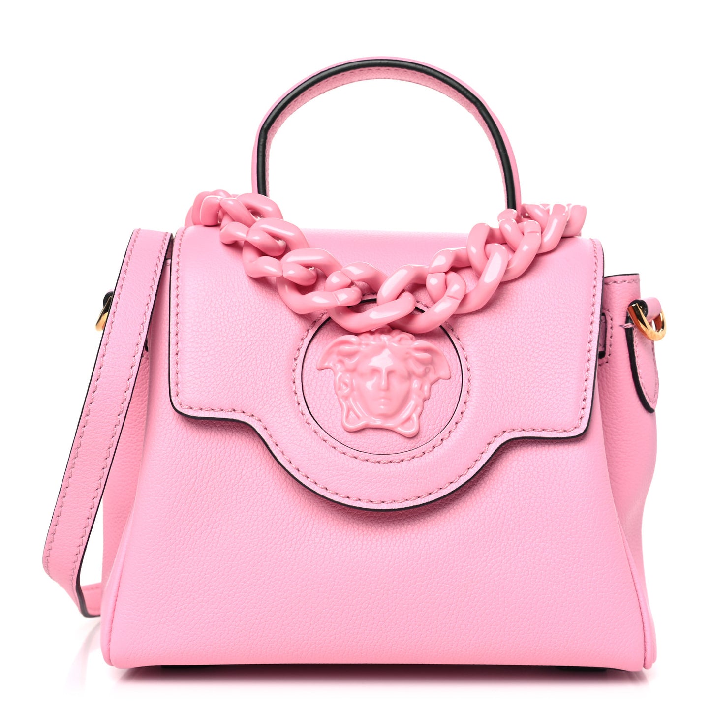 Grained Calfskin Small La Medusa Top Handle Bag Pink