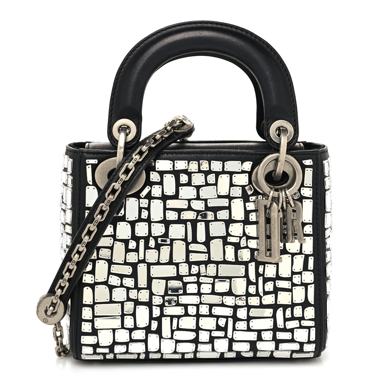Christian Dior Smooth Calfskin Embroidered Mini Mosaic of Mirrors Lady Dior Black 1 of 11