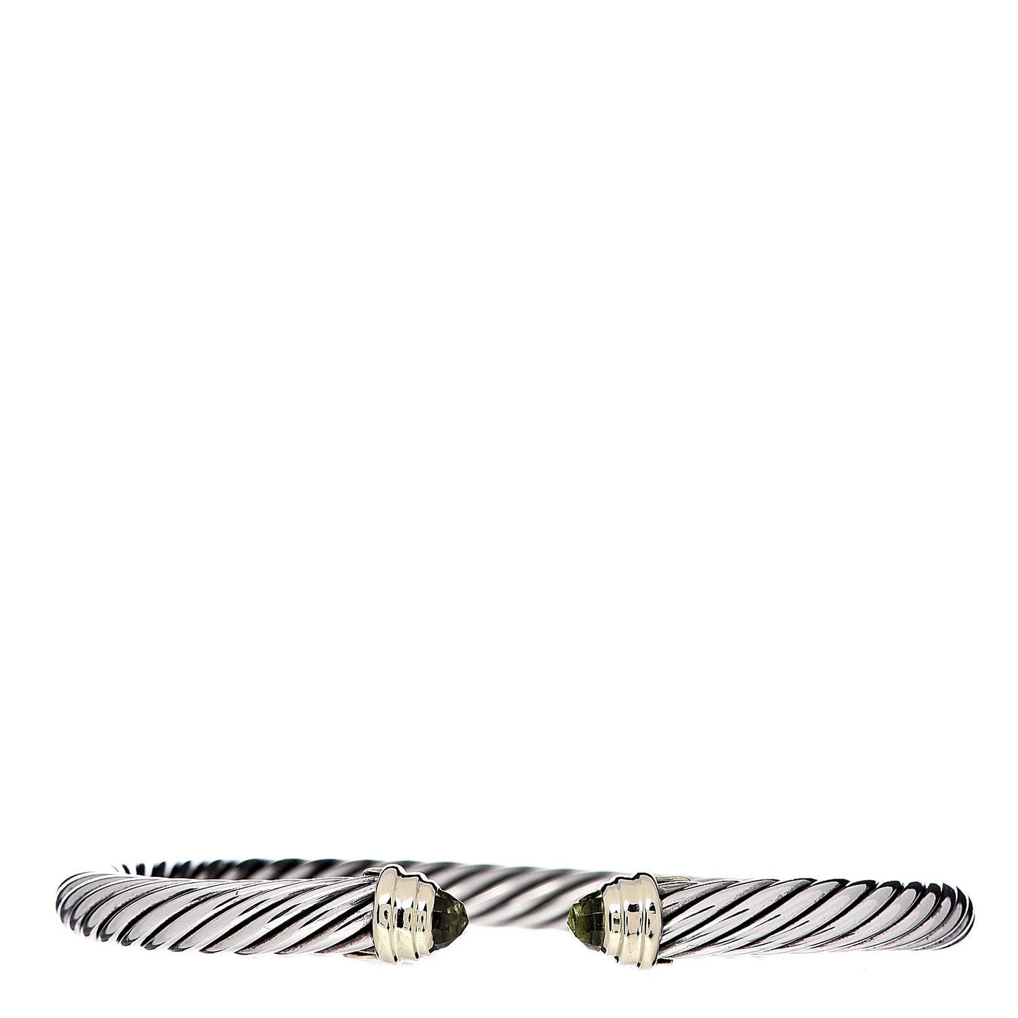 Sterling Silver 14K Yellow Gold Peridot 5mm Cable Classics Bracelet
