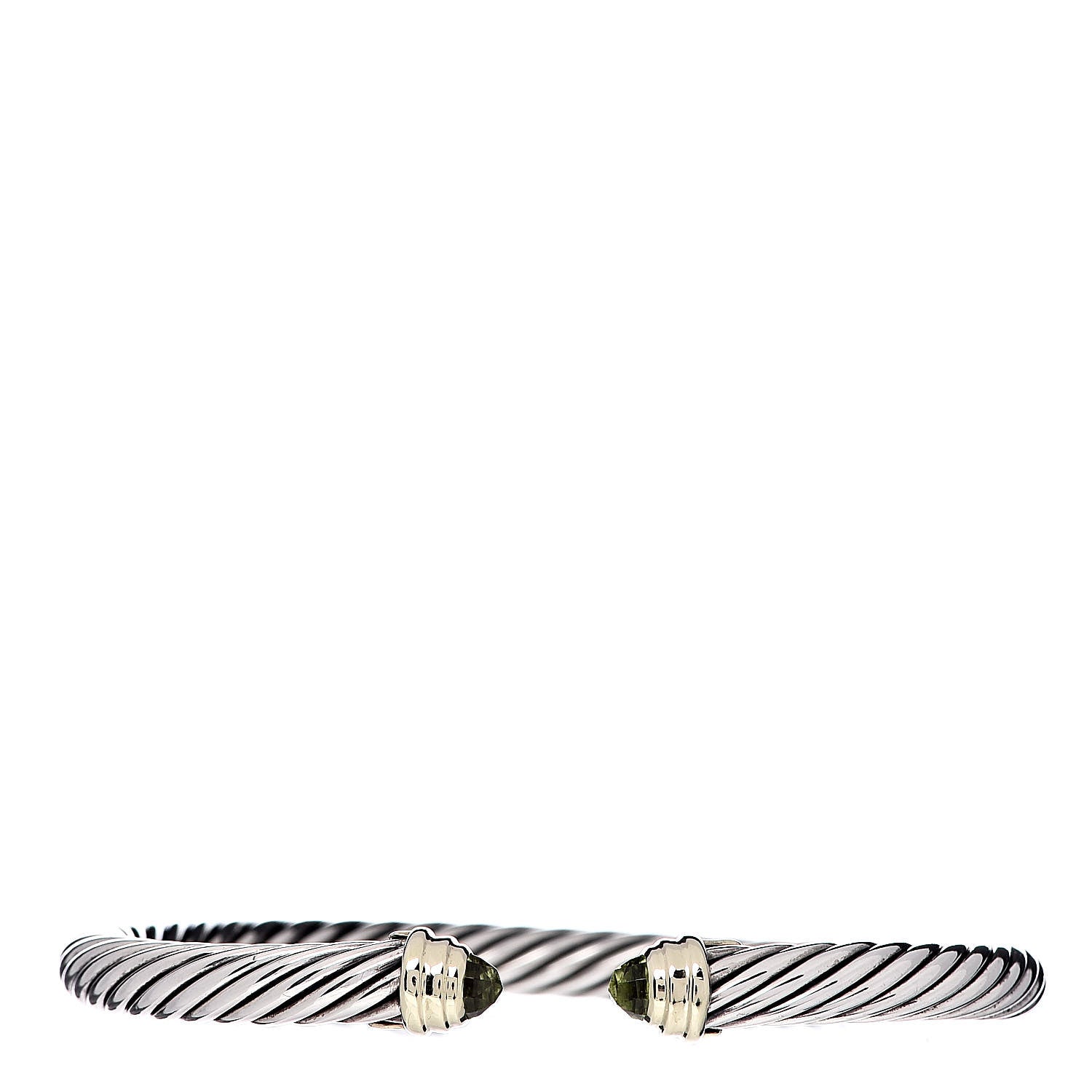 David Yurman Sterling Silver 14K Yellow Gold Peridot 5mm Cable Classics Bracelet 1 of 4