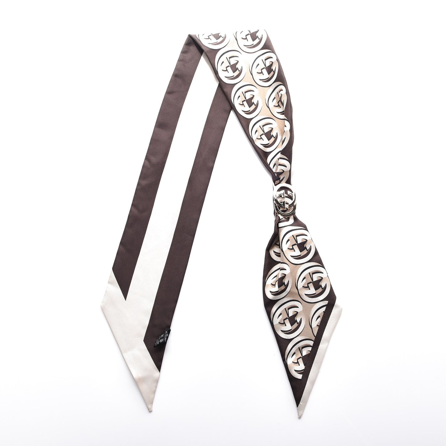 Silk Twill Interlocking Ring Scarf Brown
