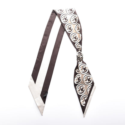Gucci Silk Twill Interlocking Ring Scarf Brown 6 of 8