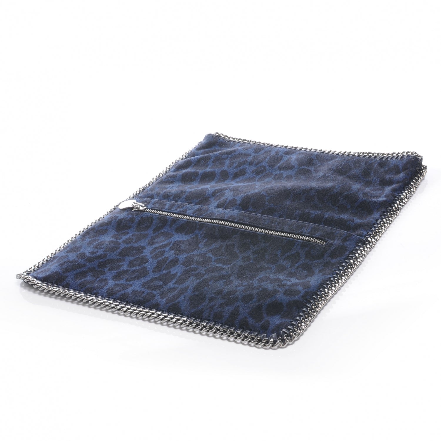 Stella McCartney Leopard Print Falabella Faux Suede Clutch Blue 4 of 8