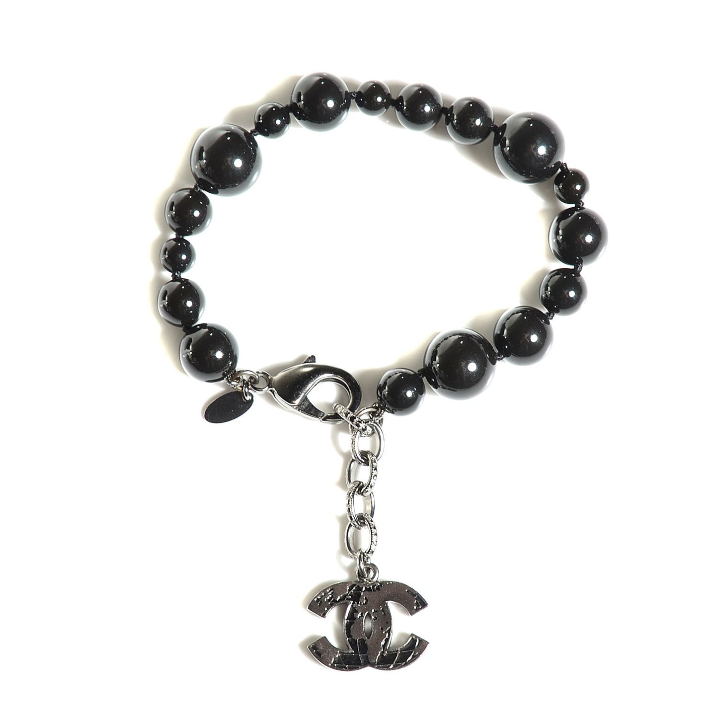 Glass Bead CC Map Bracelet Ruthenium Black