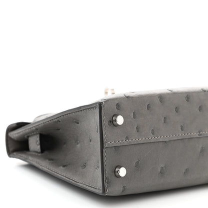 Hermes Ostrich Kelly Sellier Mini 20 Gris Meyer 8 of 10