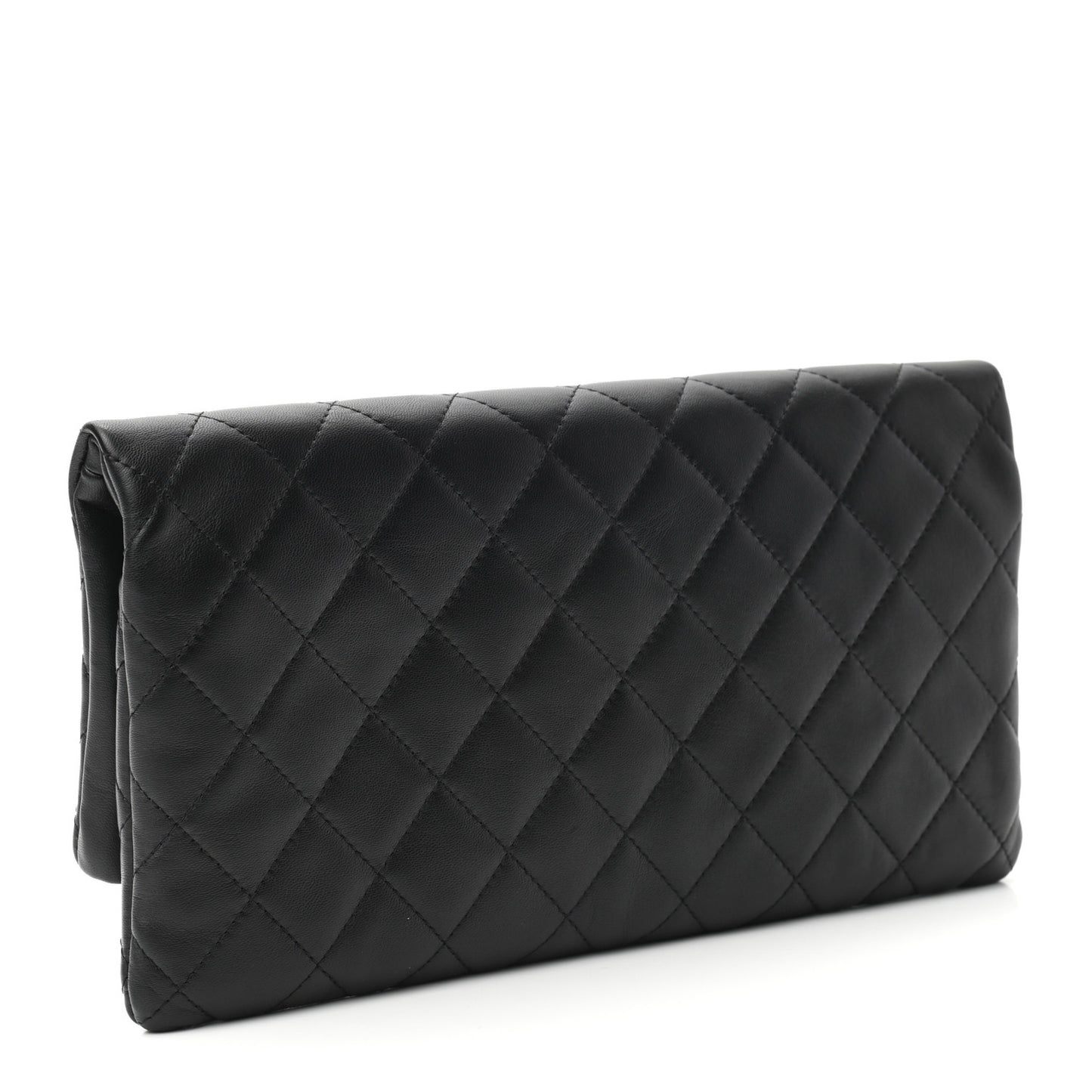 Lambskin Quilted CC Beauty Clutch Black