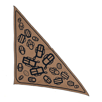 Hermes Cashmere Silk Bouclerie Moderne En Casaque Giant Triangle Scarf Caramel Caban 1 of 3