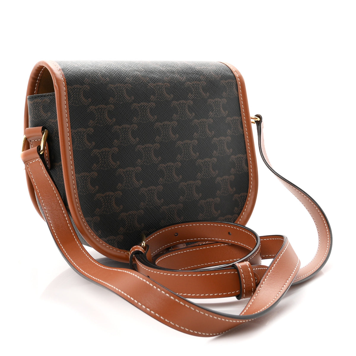 Celine Triomphe Canvas Medium Folco Bag Tan 3 of 10