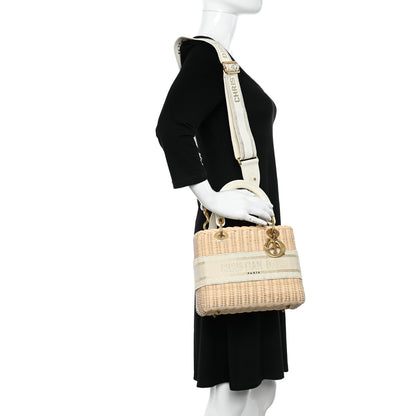 Christian Dior Wicker Oblique Medium Lady Dior Bag Beige 2 of 9