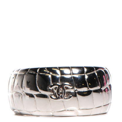 Chanel Crocodile Laser Cut CC Cuff Silver 1 of 4