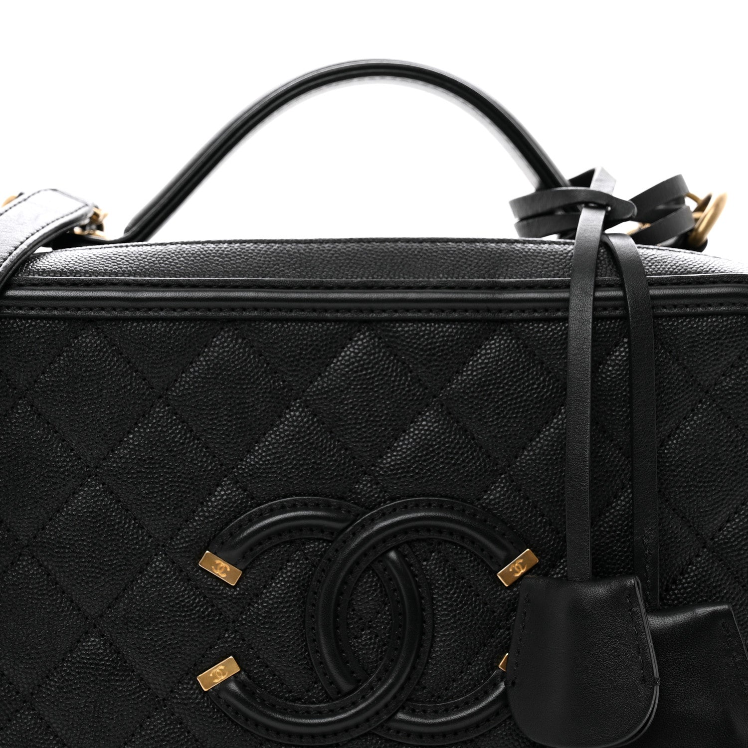 Chanel Caviar Quilted Large CC Filigree Vanity Case Black 5 of 12