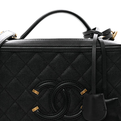 Chanel Caviar Quilted Large CC Filigree Vanity Case Black 5 of 12