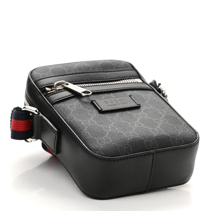 Gucci GG Supreme Monogram Appia Calfskin Web Small Camera Messenger Bag Black Grey 4 of 10