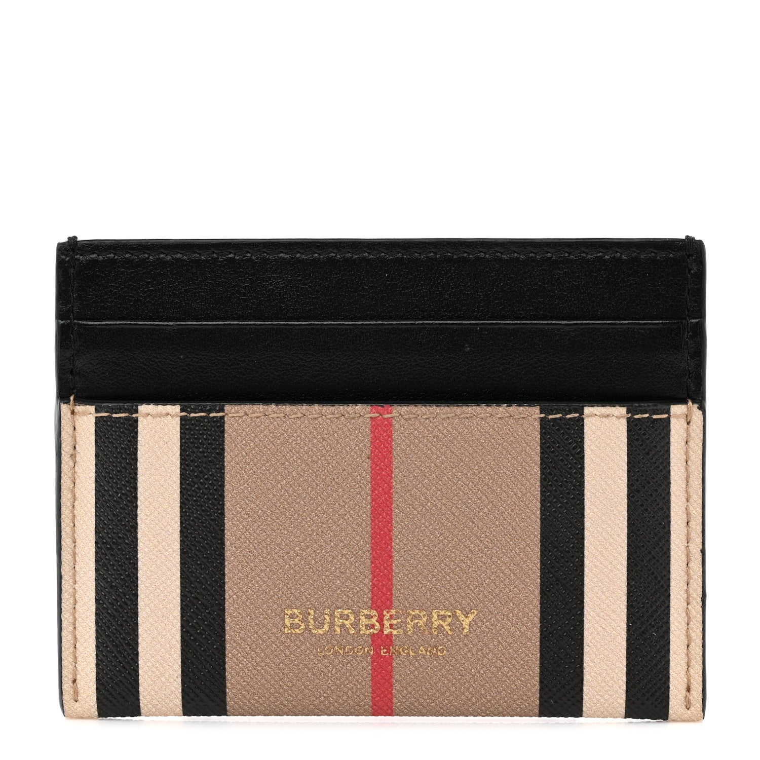 Burberry E-Canvas Calfskin Icon Stripe Card Case Archive Beige 1 of 8