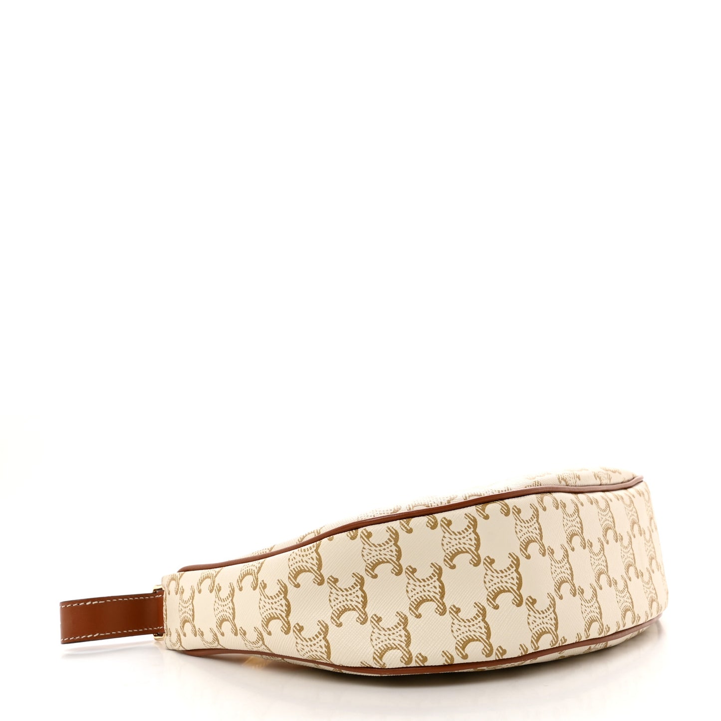 Canvas Calfskin Ava Triomphe Shoulder Bag White