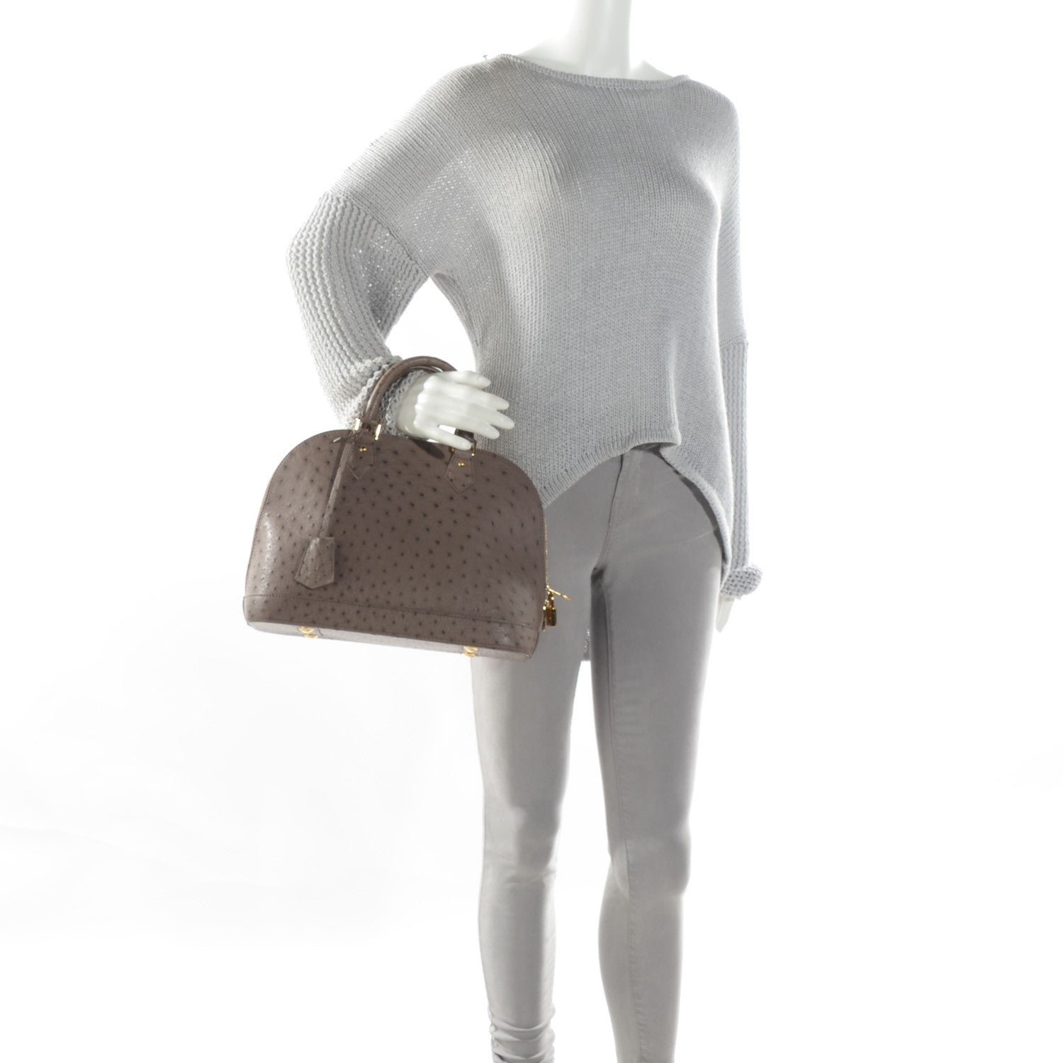 Louis Vuitton Ostrich Alma PM Gris 2 of 7
