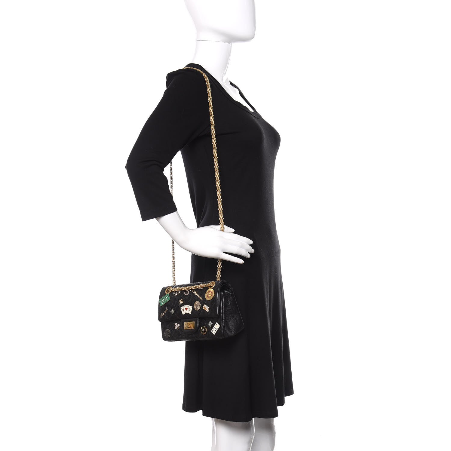 Chanel Aged Calfskin Casino 2.55 Reissue 224 Flap Black 2 of 14