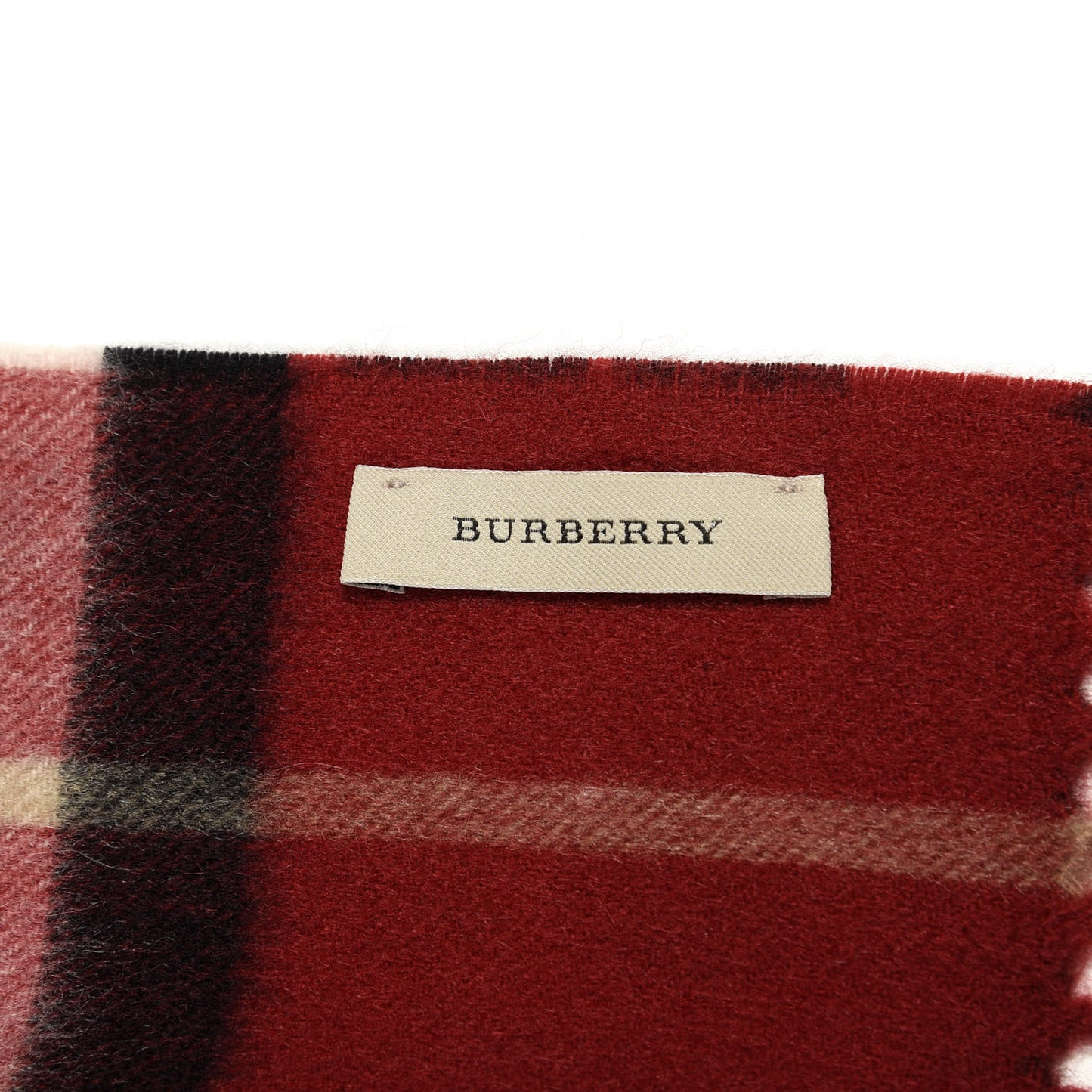 Cashmere Giant Check Animal Print Fringe Scarf Red