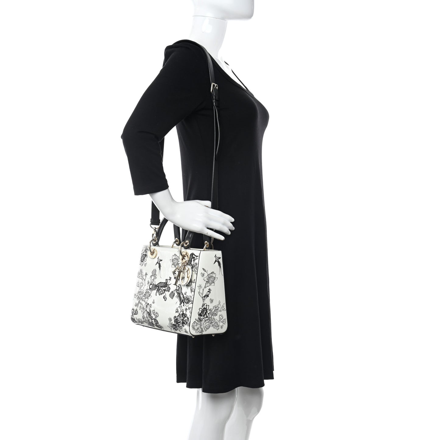 Patent Toile de Jouy Medium Lady Dior
