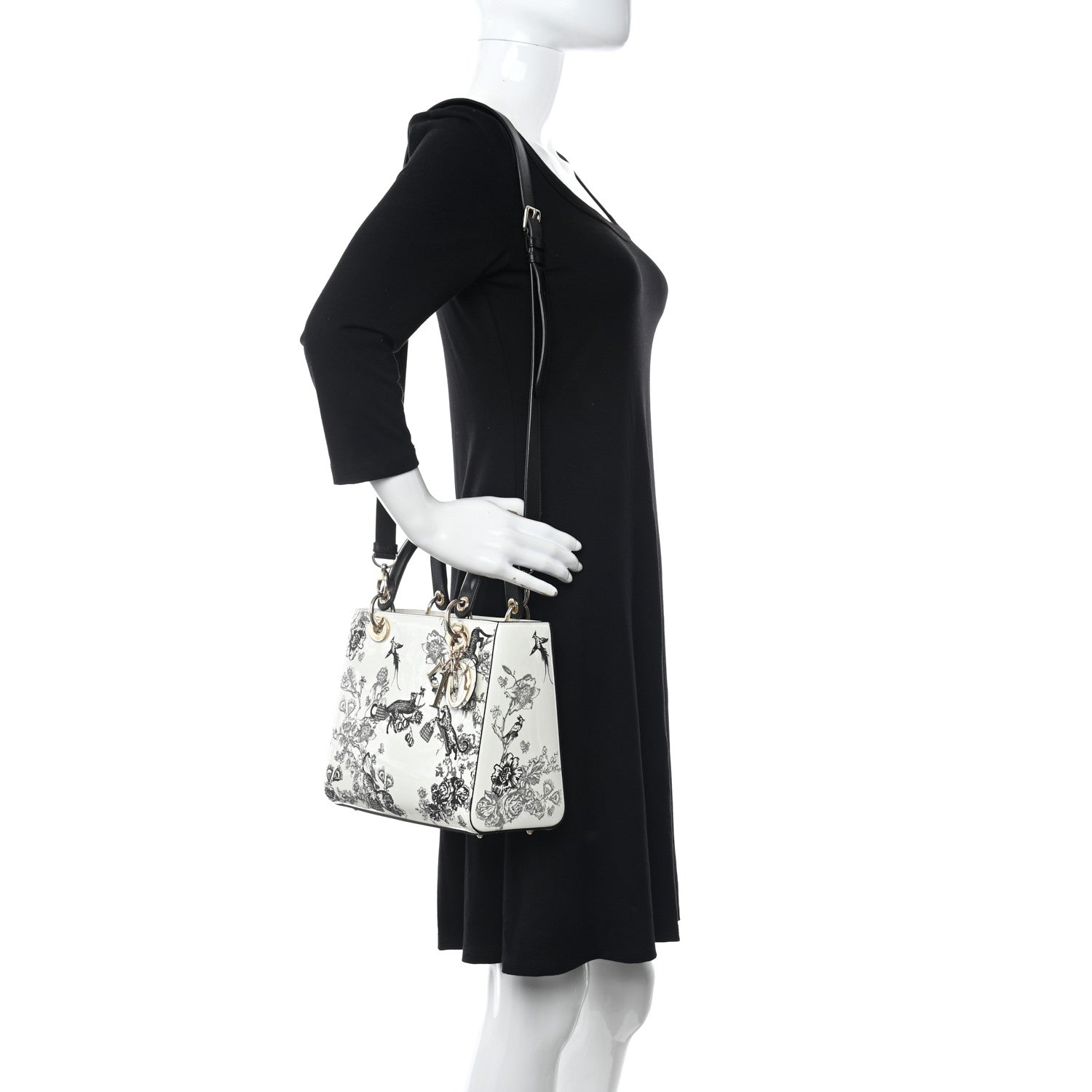 Christian Dior Patent Toile de Jouy Medium Lady Dior 2 of 10