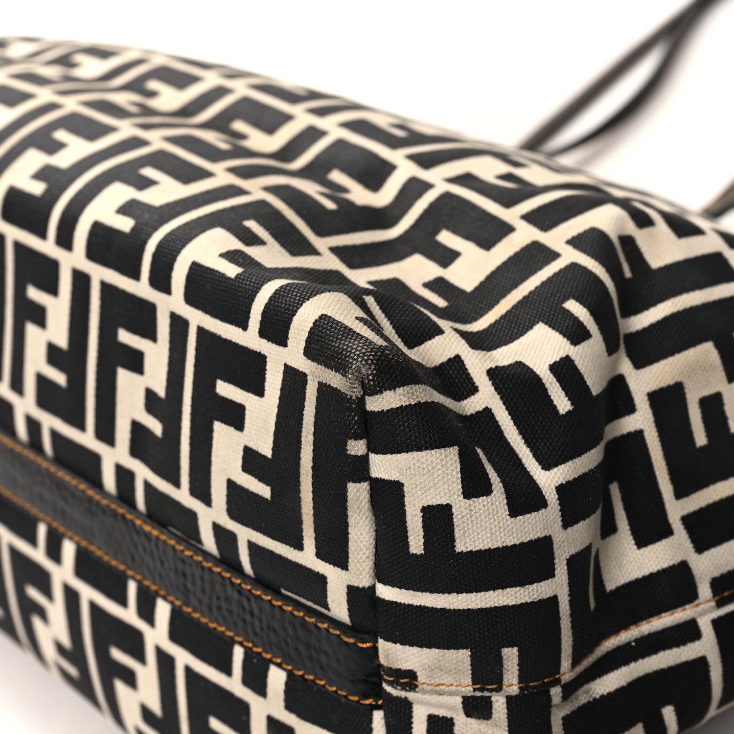 Fendi Canvas FF Roll Tote Black White 12 of 15