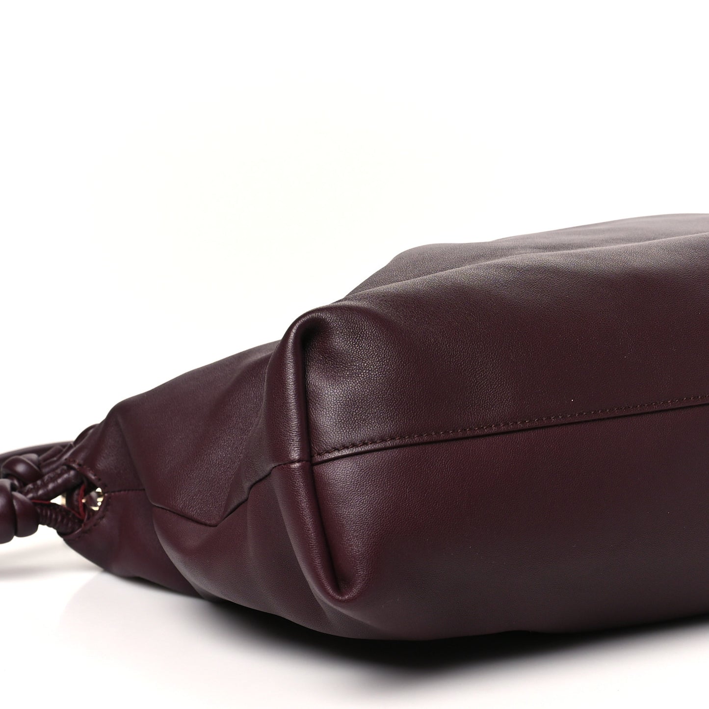 Mellow Nappa Donut Chain Large Flamenco Knot Clutch Dark Burgundy